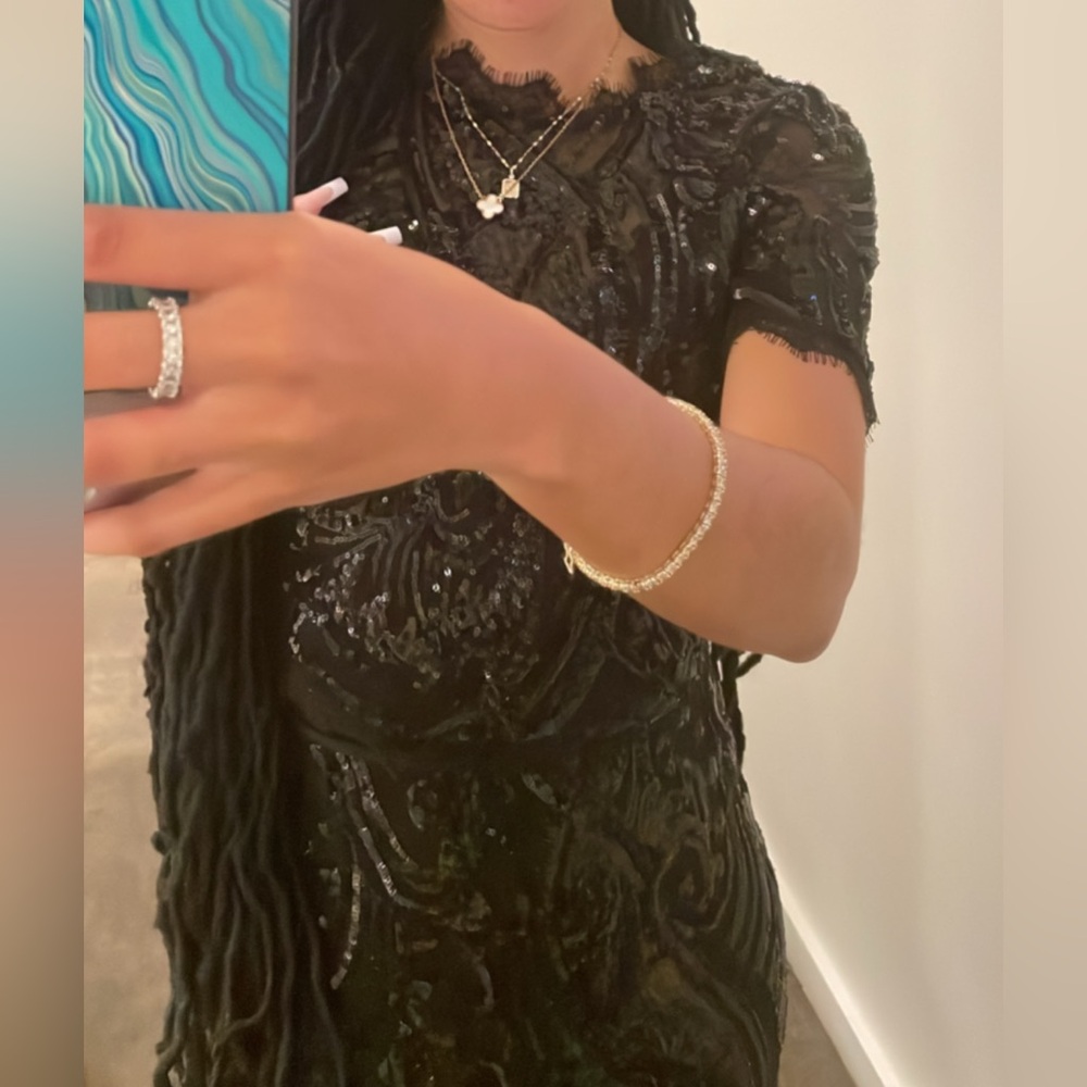 Fashion nova Elegant Black Evening 2pc sequence set EUC!! - Picture 4 of 9
